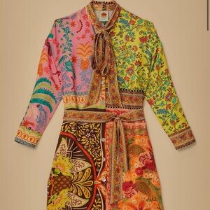 NWT FARM Rio Multicolor Scarf Print Dress Size L